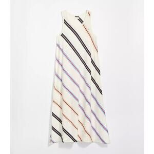 [LOFT] Lou & Grey Striped Slub Jersey Tank Midi Dress Scoop Neck Side Slit Sz XL